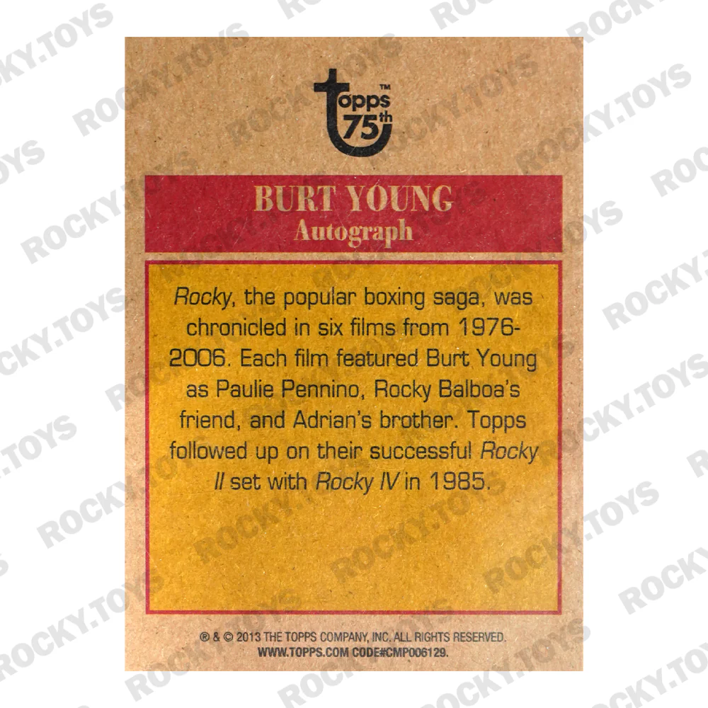 2013 TOPPS 75TH ANNIVERSARY BURT YOUNG SIGNED ROCKY IV WHITE AUTO CARD - Image 2