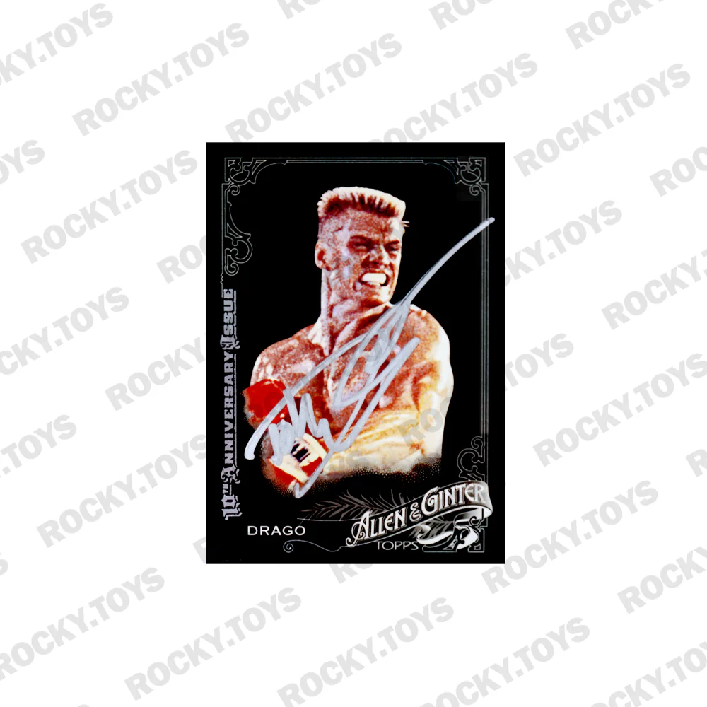 2015 TOPPS ALLEN & GINTER MINI IVAN DRAGO #229 10TH ANNIVERSARY BLACK/SILVER BORDER REGULAR BACK SIGNED BY DOLPH LUNDGREN
