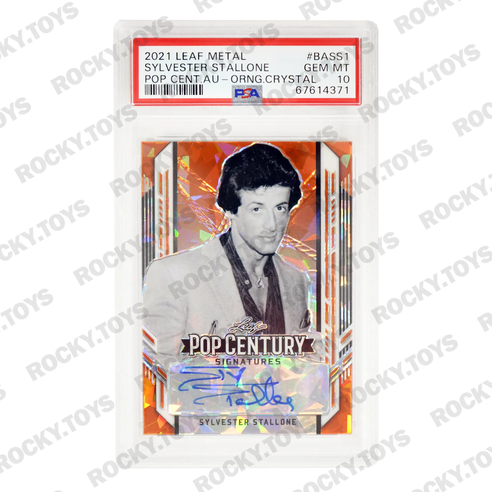 2021 LEAF METAL POP CENTURY SIGNATURES SYLVESTER STALLONE BA-SS1 ORANGE CRYSTAL PSA AUTO GEM MINT 10 1/2