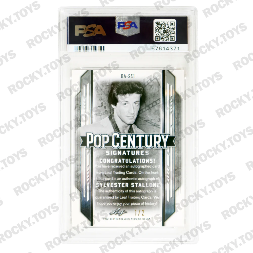 2021 LEAF METAL POP CENTURY SIGNATURES SYLVESTER STALLONE BA-SS1 ORANGE CRYSTAL PSA AUTO GEM MINT 10 1/2 - Image 2