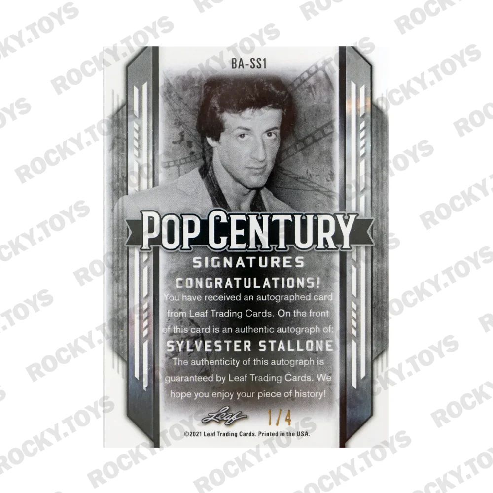 2021 LEAF METAL POP CENTURY SIGNATURES SYLVESTER STALLONE BA-SS1 PURPLE PRISMATIC 1/4 - Image 2