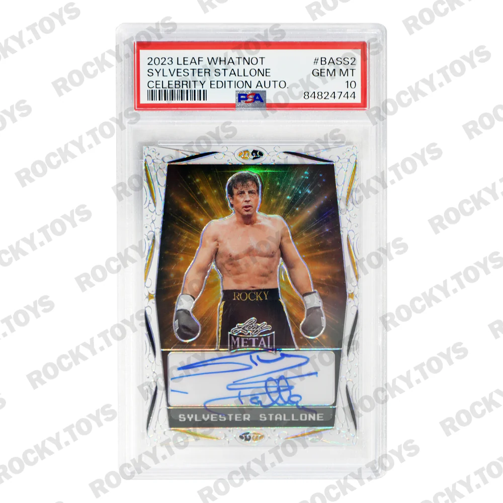 2023 LEAF METAL WHATNOT CELEBRITY EDITION SYLVESTER STALLONE BA-SS2 WHITE PRISMATIC PSA AUTO GEM MINT 10 1/3