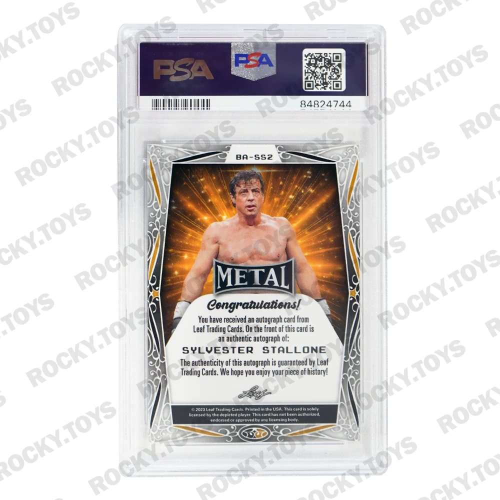 2023 LEAF METAL WHATNOT CELEBRITY EDITION SYLVESTER STALLONE BA-SS2 WHITE PRISMATIC PSA AUTO GEM MINT 10 1/3 - Image 2