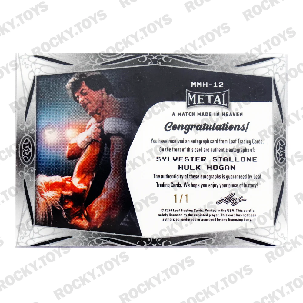 2024 LEAF METAL LEGENDS MATCH MADE IN HEAVEN SYLVESTER STALLONE AND HULK HOGAN MMH-12 RED CRYSTAL 1/1 - Image 2