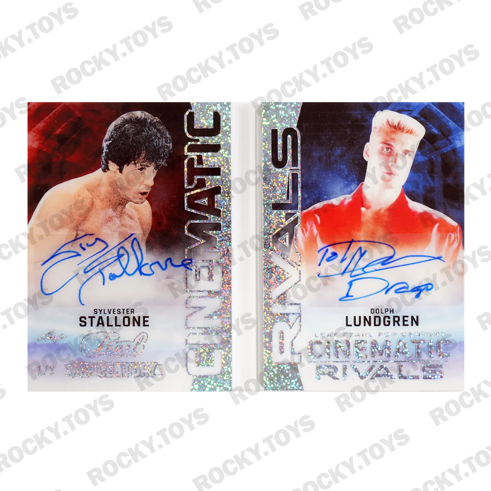 2024 LEAF METAL PEARL POP CENTURY CINEMATIC RIVALS SYLVESTER STALLONE AND DOLPH LUNDGREN CR-4 SILVER GLITTER 1/3