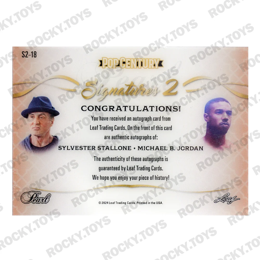 2024 LEAF METAL PEARL POP CENTURY SIGNATURES 2 SYLVESTER STALLONE AND MICHAEL B. JORDAN DUAL-SIGNED S2-18 SILVER GLITTER 2/3 - Image 2